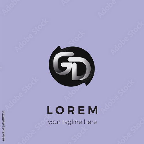 The GD logo is a simple truncated circle frame, suitable for use in logos of various brands or companies.