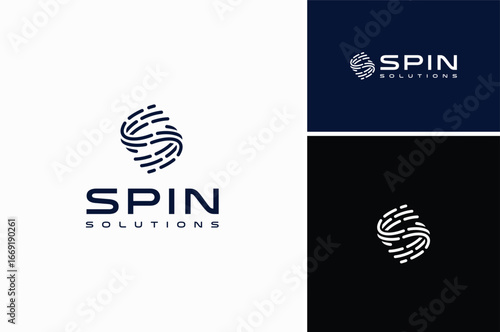 Initial Letter S Line Art for Spin Swirl Switch Swap with Vortex Spiral Tornado Twister Hurricane logo design