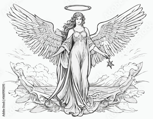 Angel retro sketch vector