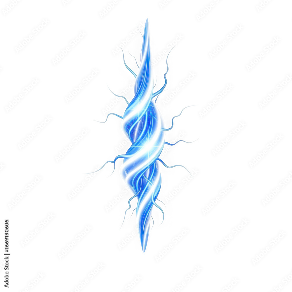 Obraz premium 3d icon of a vibrant blue energy vortex with crackling lightning effects, isolated on a transparent background