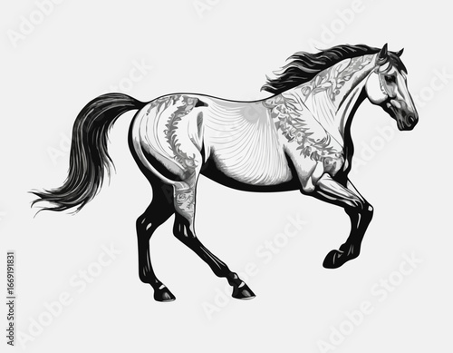 Illustration of a horse on a white