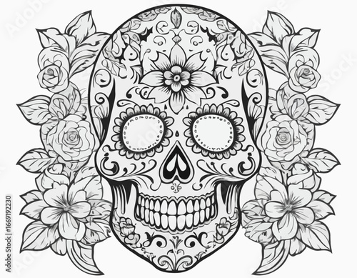 Day of The Dead sugar skull tattoo.