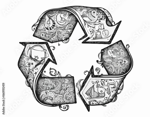 Doodle Recycle Symbol, excellent illustration