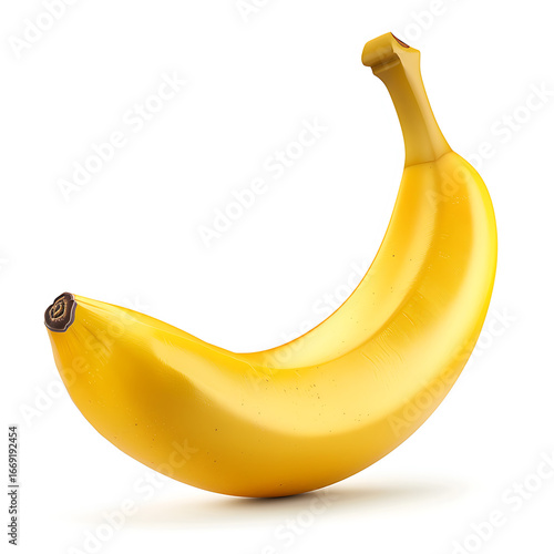 Single Ripe Banana Isolated on White Background