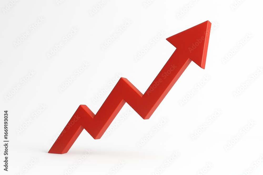 Dynamic red arrow graph indicating strong business growth and market success Dynamic red arrow graph indicating strong business growth and market success