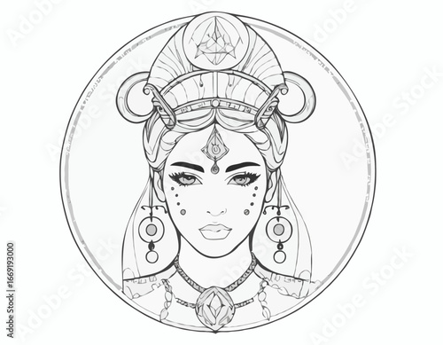 Zodiac. Vector illustration of the astrological sign of Libra as a portrait beautiful girl