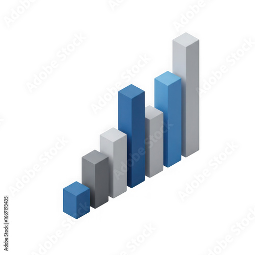 3d icon of a 3d isometric bar chart showing upward growth, isolated on a transparent background Free Download 3d icon of a 3d isometric bar chart showing upward growth, isolated on a transparent background - GFXLoad