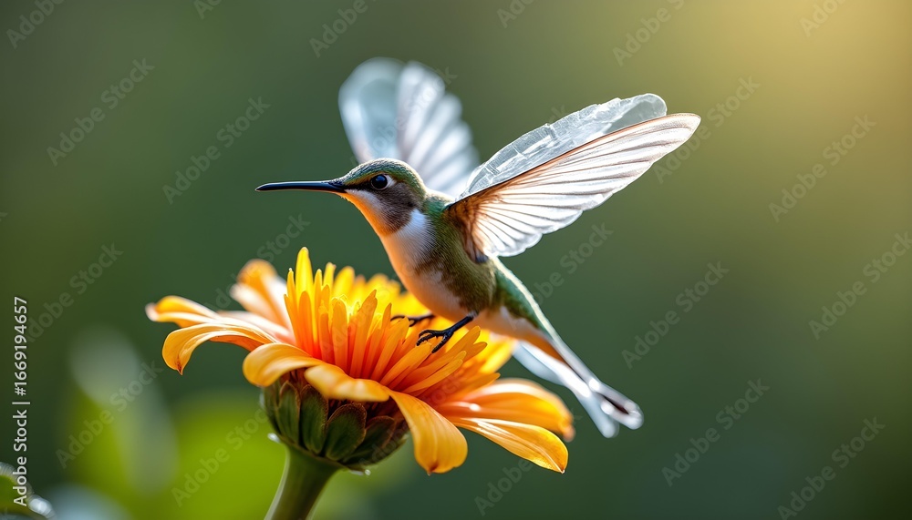 Fototapeta premium Harmony of Nature's Waste: The Plastic-Winged Hummingbird