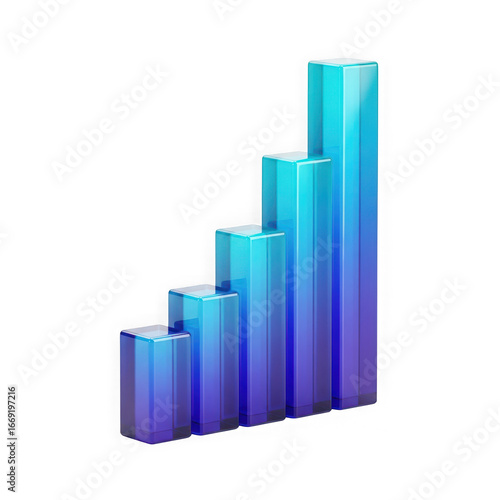 Free Download 3d icon of a rising bar graph with blue and purple gradient, isolated on transparent background, showing growth - GFXLoad