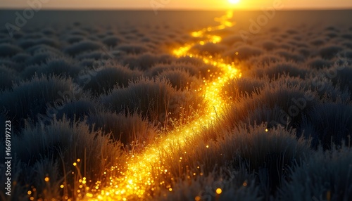 Golden Pathway Among the Shadows