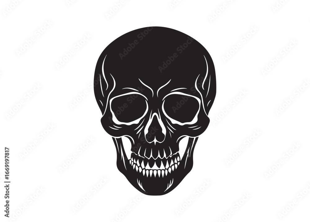 Fototapeta premium Scary Skull Silhouette Vector Illustration for Halloween Design Projects.