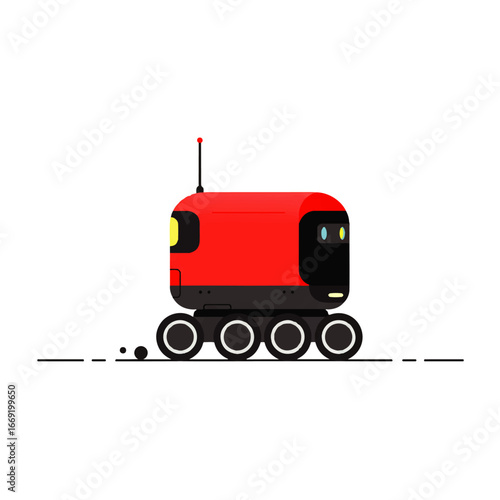 Stylish red rover exploring new planets