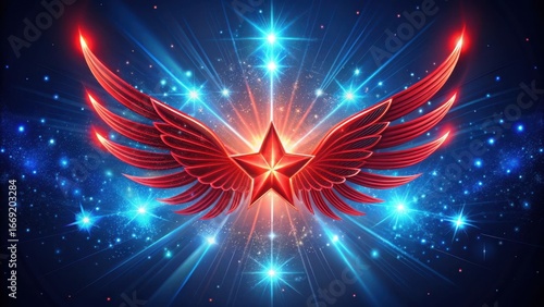 Wallpaper Mural Radiant Celestial Star with Enchanting Wings, Glowing Brightly in a Mystical Cosmic Scene Torontodigital.ca