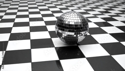 Disco ball with checkered floor.