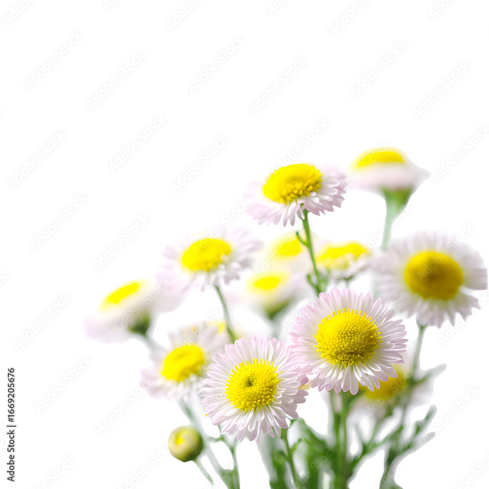 Fototapeta premium Elegant white and yellow daisy bouquet against a sleek black background