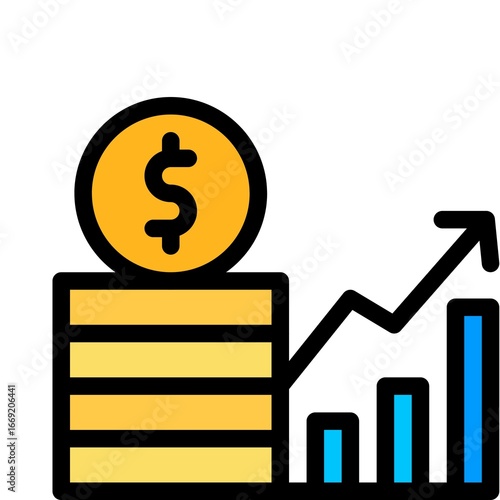 business graph with dollar sign