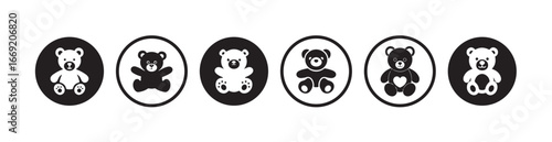 Teddy bear silhouette vector set, Cute teddy icon bundle, white teddy bear designs, vector illustration eps 10.