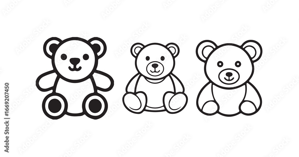 Naklejka premium Teddy bear black icon, Silhouetted black teddy bear, isolated on a white background, vector illustration eps 10.