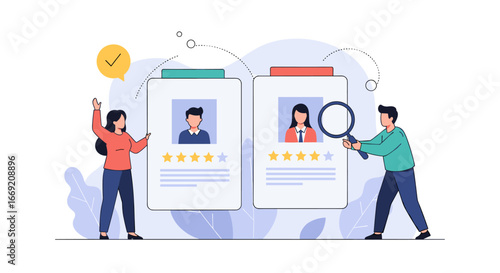 HR team reviewing resumes and selecting candidates for interview in modern office setting