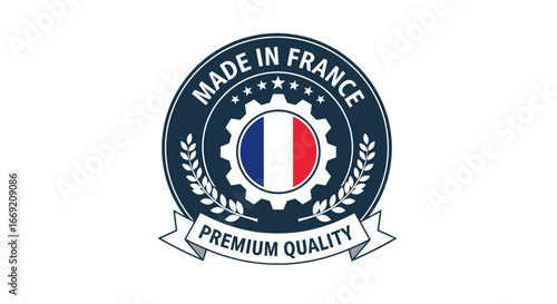 Made in France emblem with Premium Quality text for authentic products and international branding