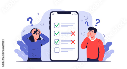 People confused by task completion on mobile, facing errors and doubts, seeking solutions immediately