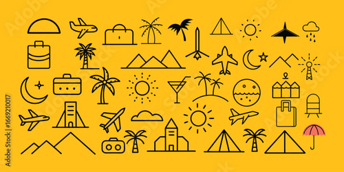 Minimalist Travel Icons Set – Clean 9 Unique Designs