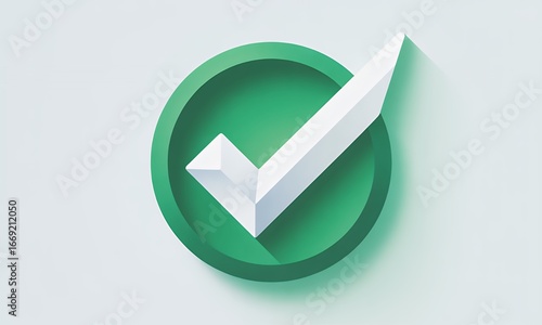 Abstract Green Check Mark Icon 3D Design, Success Symbol, Confirmation Graphic for Website and App Design