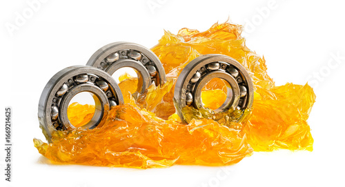 Ball bearing stainless with grease lithium machinery lubrication for automotive and industrial  isolated on white background.