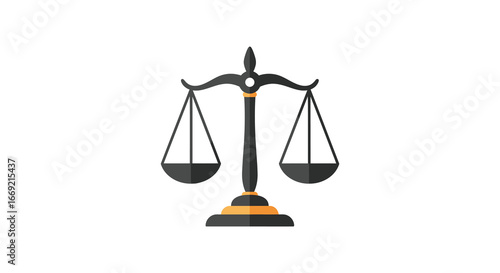 a black and gold scale of justice on a white background