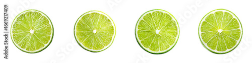 Lime Slices: Fresh Citrus Fruit Isolated on White Background
