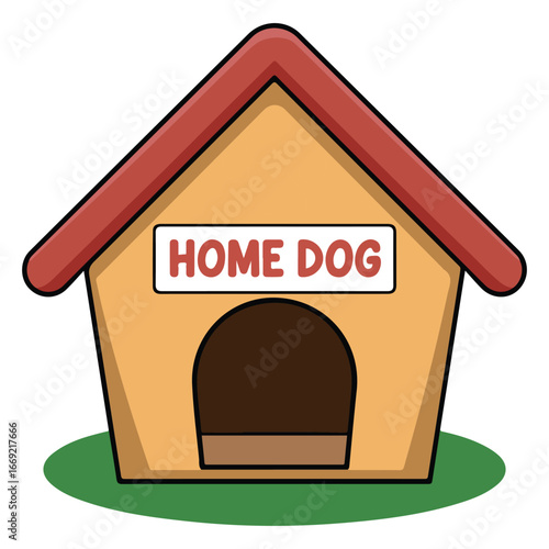 Dog kennel with home sign notice board vector illustration on white background
