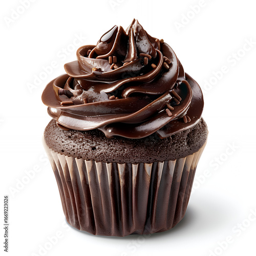 chocolate cupcake on white background with png white background isolated