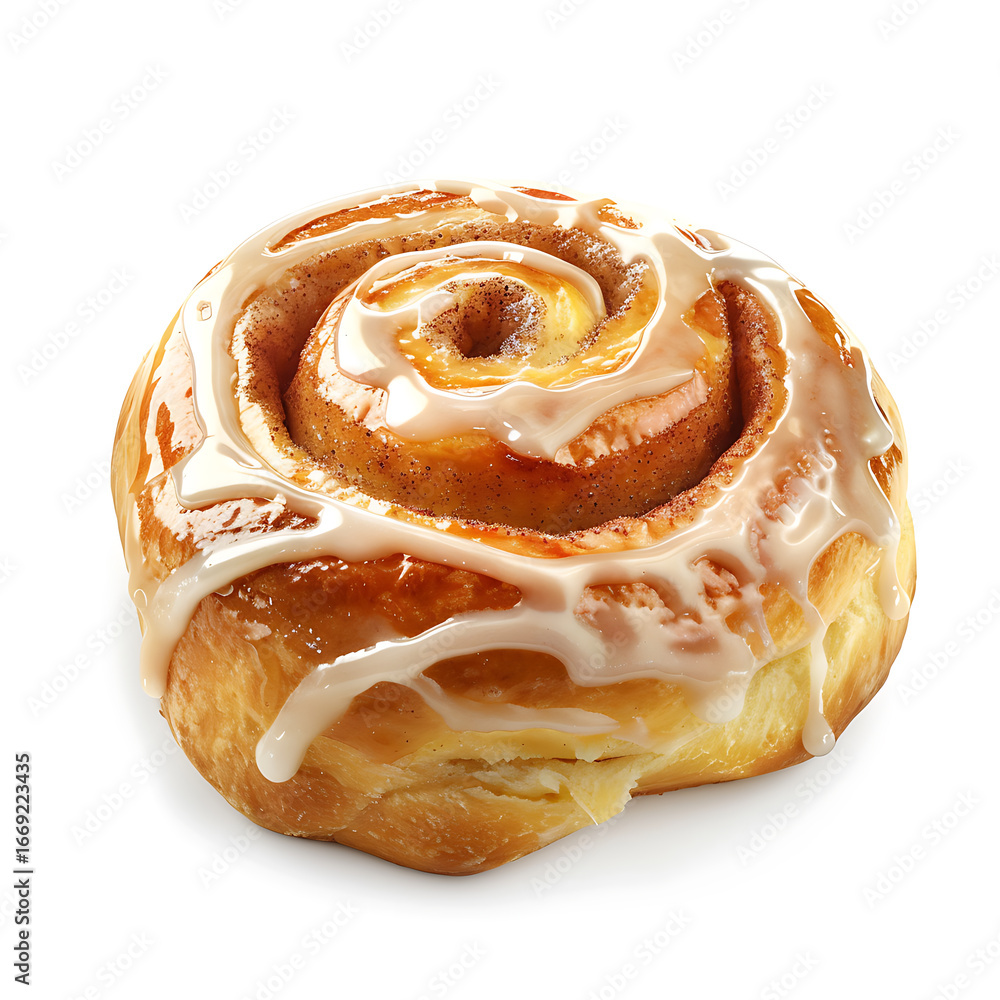 Fototapeta premium Golden Cinnamon Roll with Glaze