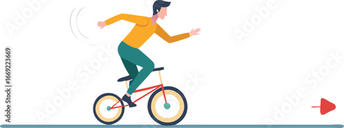 A man riding a bicycle against a plain white background.