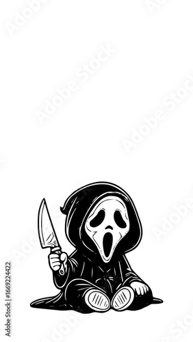 Fantasy creature with sword isolated on white