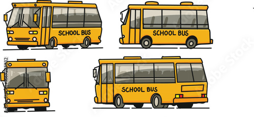 Yellow School Bus from Different Angles