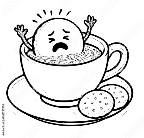 International coffee day cup with splash and beans