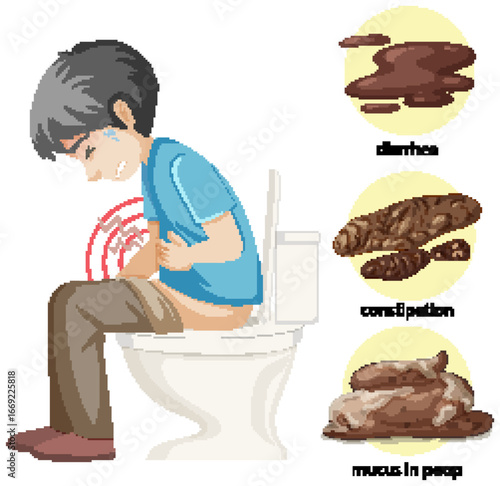 Digestive Health Issues Illustrated in Vector Style
