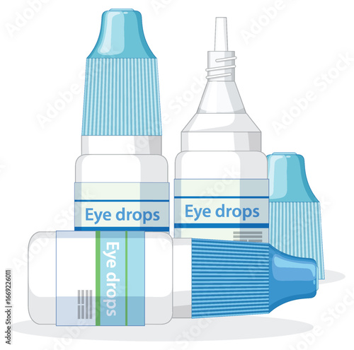 Assorted Eye Drop Bottles Vector Illustration