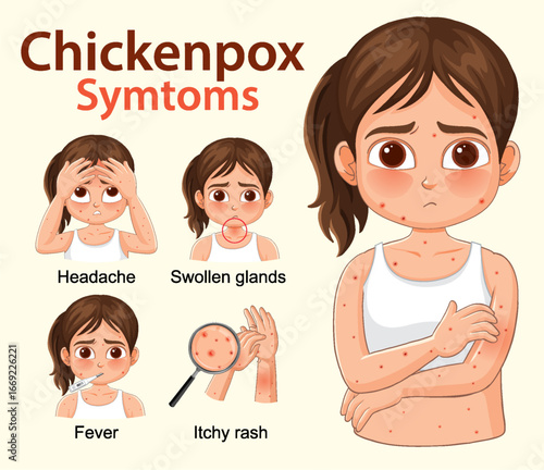 Chickenpox Symptoms in Children Vector Illustration