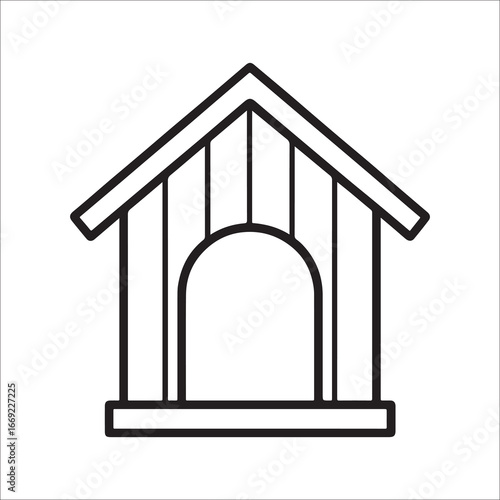Simple Dog House Outline Illustration for Pet Lovers and Animal Shelters Creating a Minimalist Design with Clean Lines