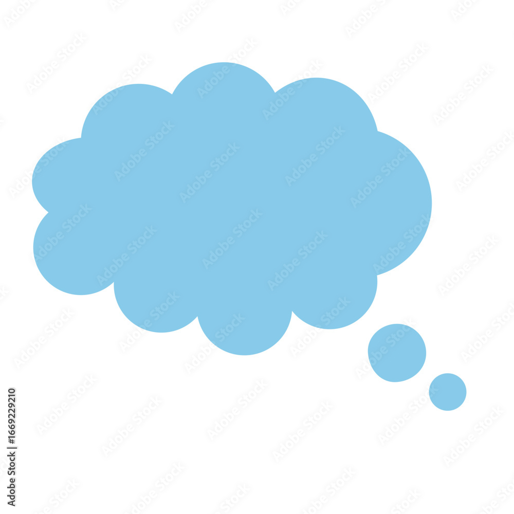 Simple blue thought bubble icon for text, message, note, comic, speech, and communication design element. Simple blue thought bubble icon for text, message, note, comic, speech, and communication design element.