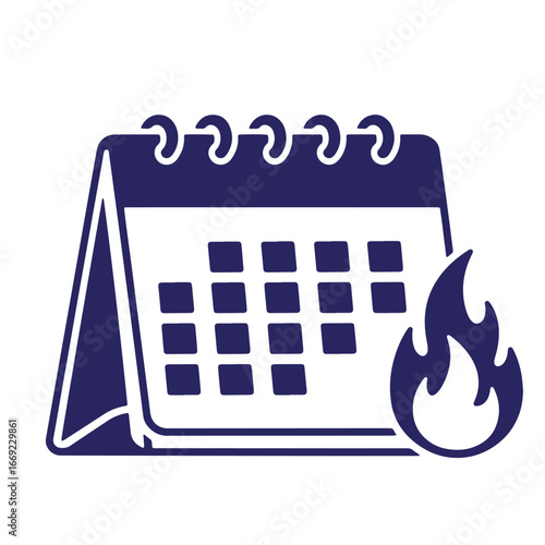 Calendar with a flame illustrating deadline approaching burning time management