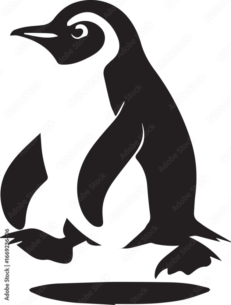 Naklejka premium Stylized Penguin Walking with Determination