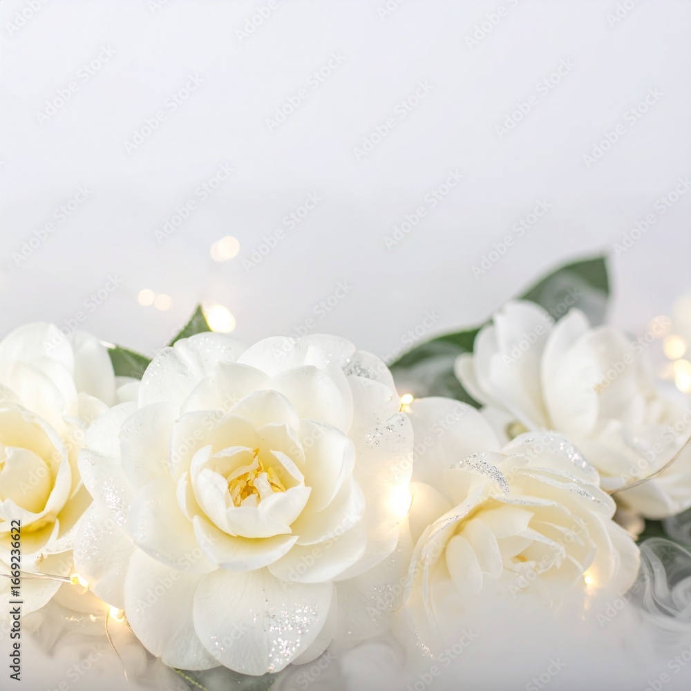 Obraz premium An exquisite single white rose in perfect bloom, its delicate petals gently bathed in a soft, ethereal light