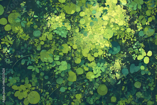 幻想的な緑の抽象植物アート背景