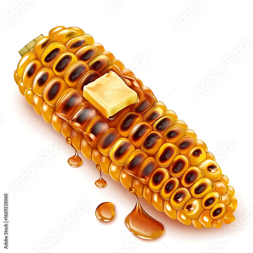 Grilled Corn on the Cob with Melting Butter and Honey Drizzle