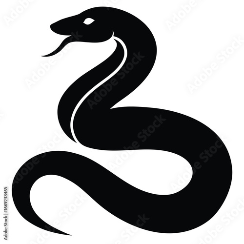 Stylized black snake silhouette serpent reptile
