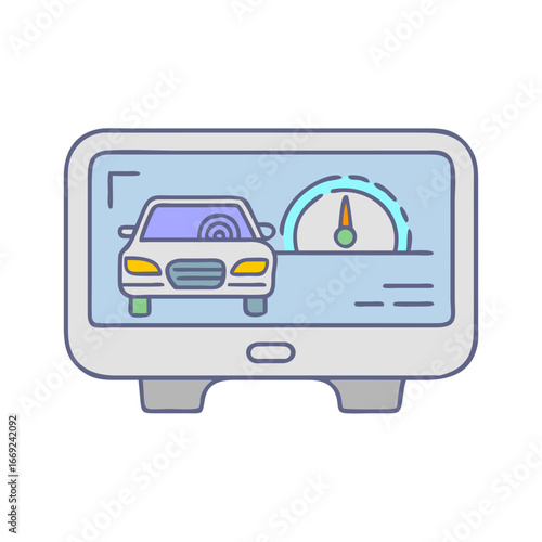 Modern car dashboard screen display icons and interface elements