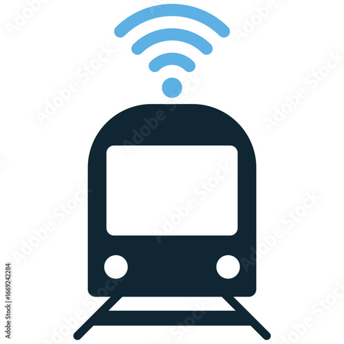 Smart train icon vector for futuristic transportation, smart logistics, and urban mobility. Useful for illustrating a modern railway system and public transport solutions.